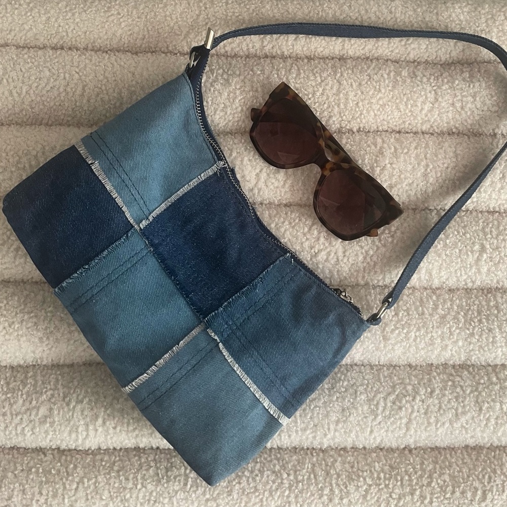 New Boutique Denim Patchwork Small Handbag trendy  purse retro style Last One!
